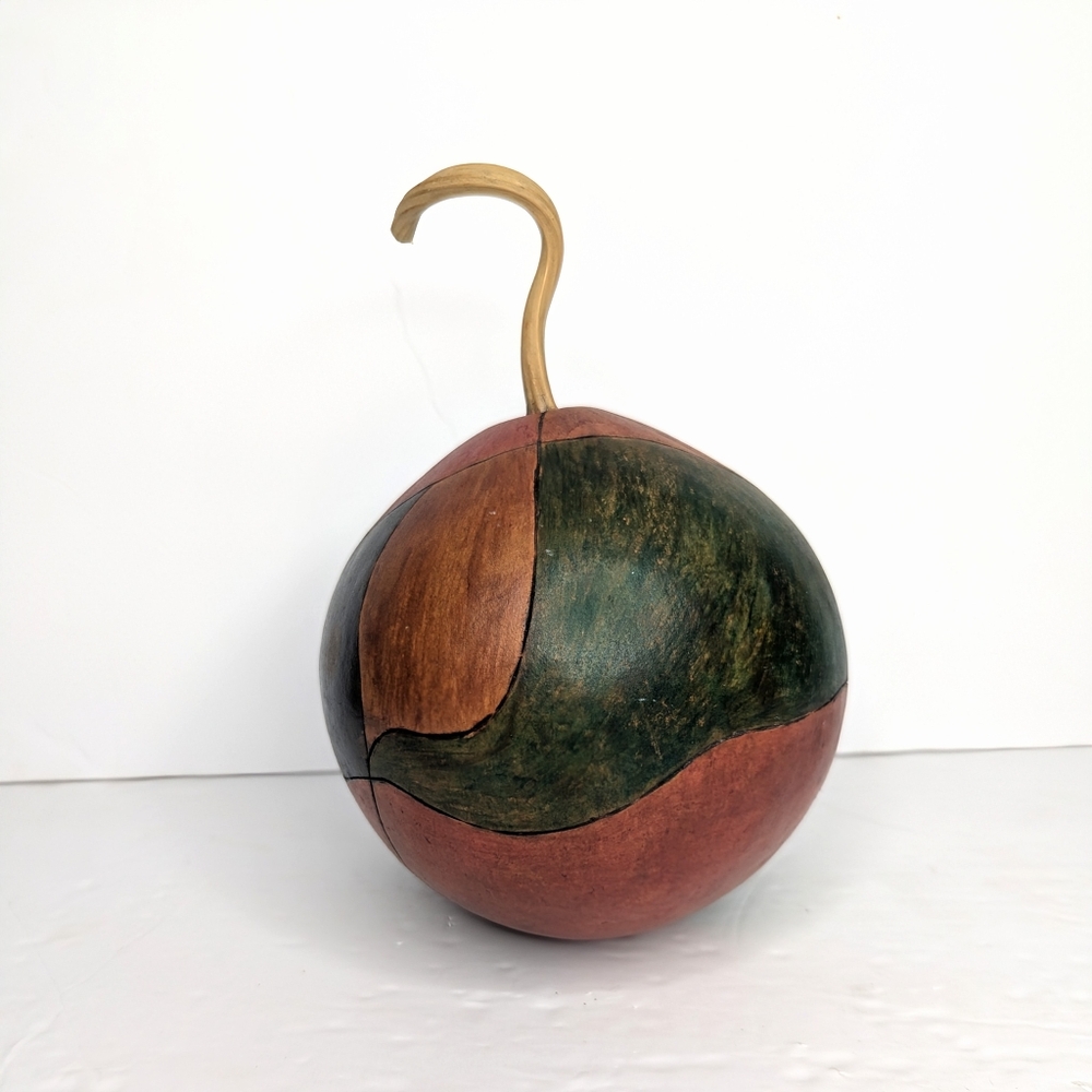 Handcrafted Decorative Gourd Sculpture in Green and Brown